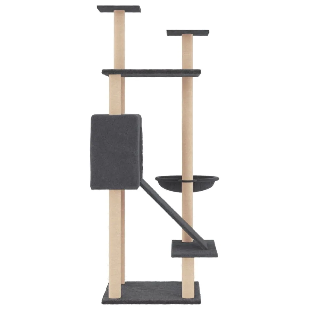 vidaXL Cat Tree with Sisal Scratching Posts Dark Grey 153 cm