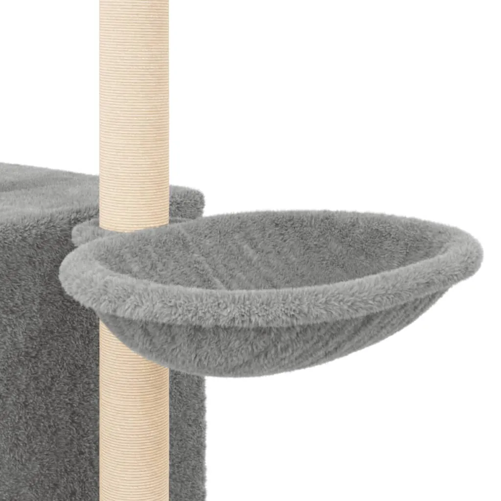 vidaXL Cat Tree with Sisal Scratching Posts Light Grey 145 cm