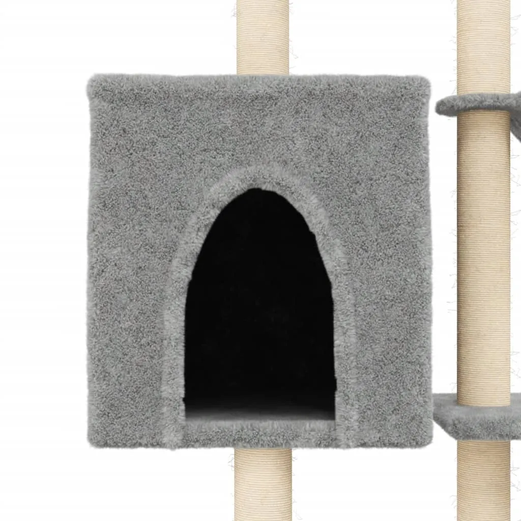 vidaXL Cat Tree with Sisal Scratching Posts Light Grey 145 cm