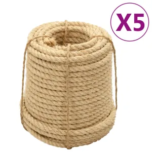 vidaXL Sisal Ropes 5 pcs 16 mm 100 m