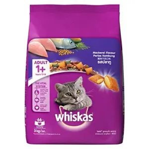 Whiskas Adult Dry Cat Food, Mackerel flavour – 3 kg Pack