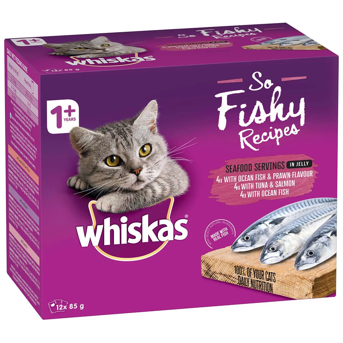 Whiskas Adult So Fishy Seafood in Jelly Wet Cat Food 12x85g