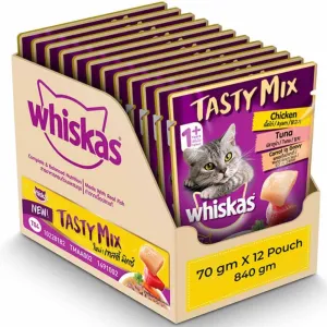 Whiskas Chicken With Tuna And Carrot in Gravy and Seafood Cocktail With Wakame Seaweed in Gravy Adult Cat Wet Food Combo