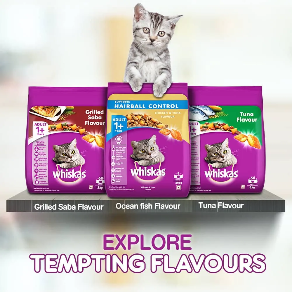 Whiskas Hairball Control Chicken & Tuna Adult (1  Years) Cat Dry Food