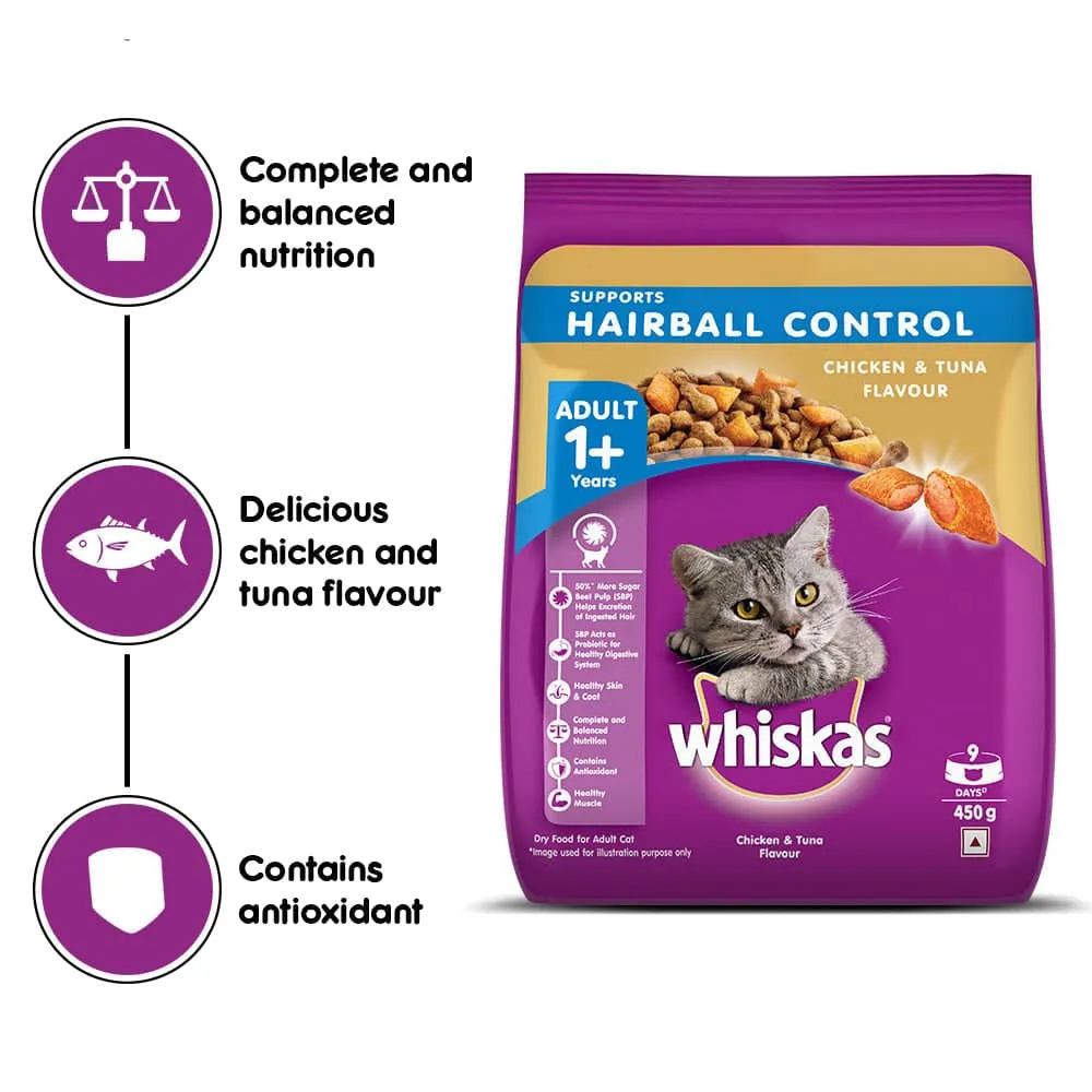 Whiskas Hairball Control Chicken & Tuna Adult (1  Years) Cat Dry Food