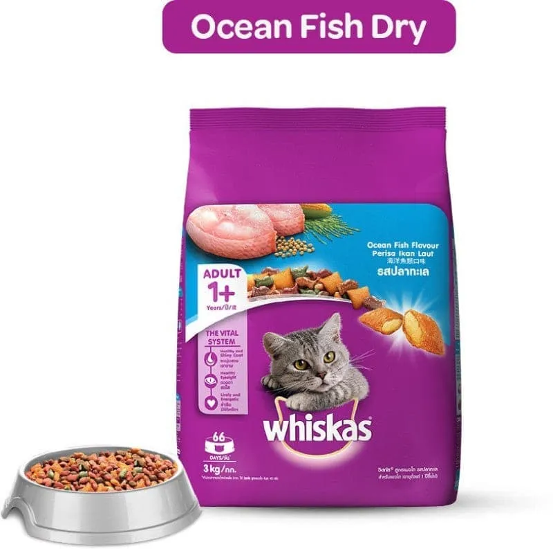 Whiskas Ocean Fish and Tuna in Jelly Meal Adult Cat Wet and Dry Food Combo