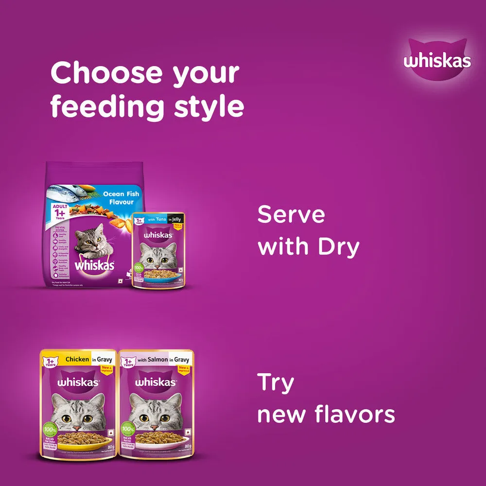 Whiskas Ocean Fish and Tuna in Jelly Meal Adult Cat Wet and Dry Food Combo