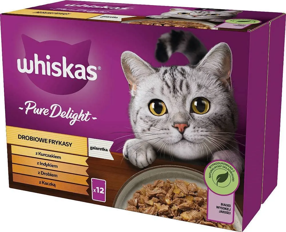 Whiskas Pure Delight Poultry, Duck, Turkey, Chicken - Wet Cat Food - 12X85 G