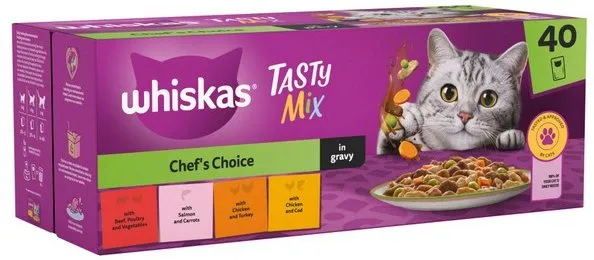 Whiskas tasty Mix Chef's choice, 40 pack in gravy