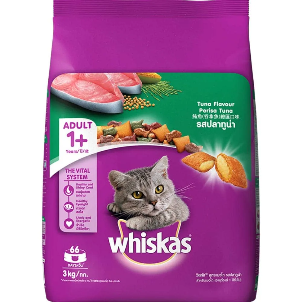 Whiskas Tuna in Jelly Meal Adult Cat Wet Food and Tuna Flavour Adult Cat Dry Food Combo